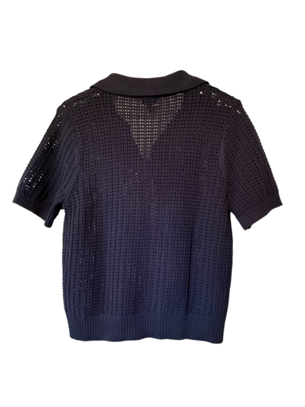 Talbots Navy Pointelle Stitch Polo Sweater L NWT - Picture 5 of 12